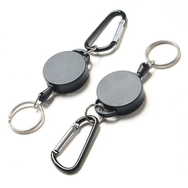 

adjustable outdoor telescopic wire rope key burglar keychain tactical retractable chain return key ring holder campi jllhjq