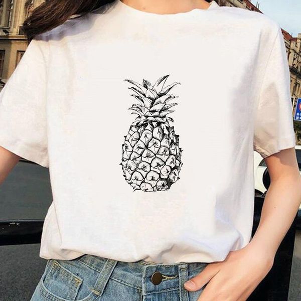 

2021 pineapple fruits clothing t-shirt fashion female tee graphic t shirt women kawaii camisas mujer clothes, White