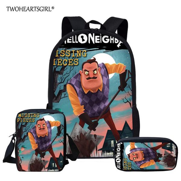 

school bags twoheartsgirl hello neighbor printed children set cartoon backpack for teenage girls kid book bag satchel