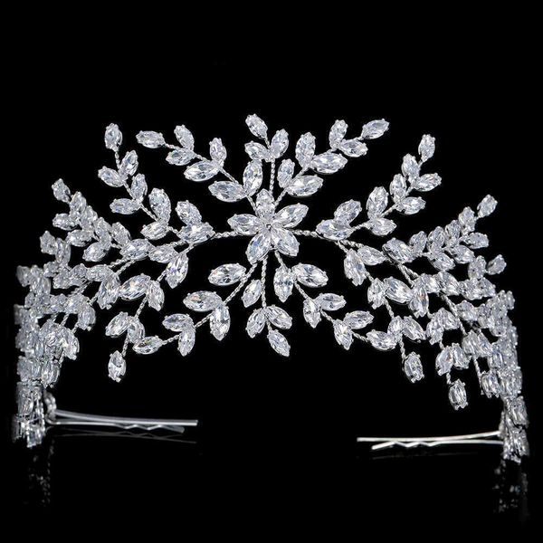 

luxury silver color full crystal tiaras headbands bride crown wedding women hair accessories jewelry headpiece soft barrettes, Golden;silver