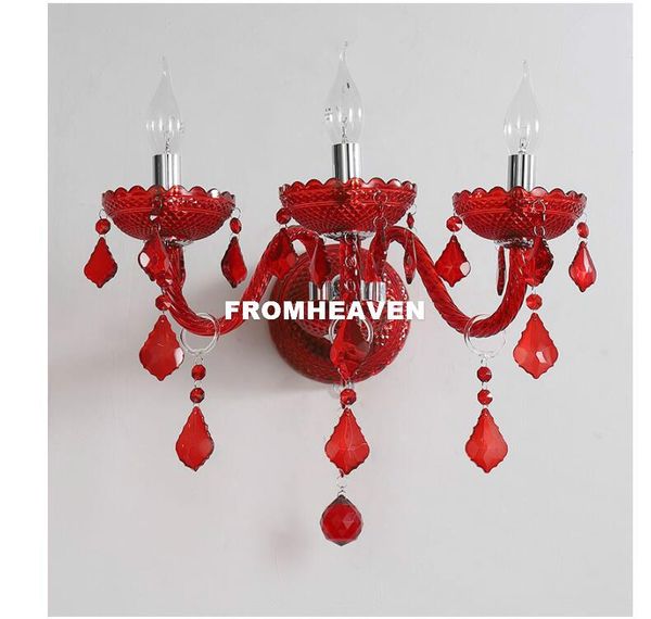 

wall lamp crystal modern living room light red color beside lighting sconce