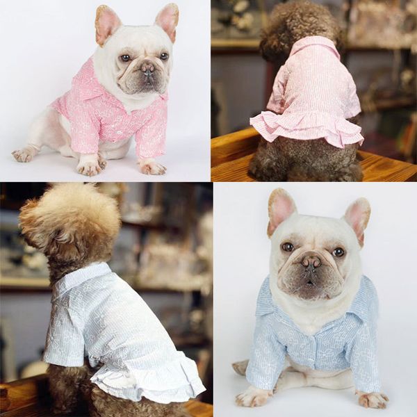 

2021 cross-border pet clothing dog printed shirt cotton print stripes comfortable shirt factory direct supply