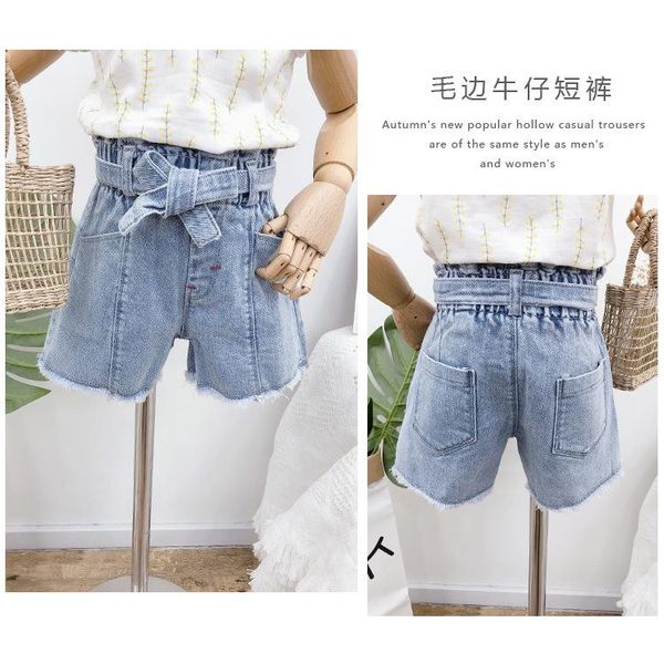 

summer girls jeans baby denim shorts bow kids shorts children clothing streetwear pocket 1 to 6 yrs casucal kids clothes, Black