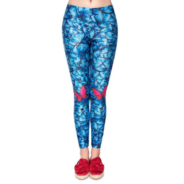 

women's leggings fashion women 3d digital print butterfly printing leggins fitness legging woman pants trousers casual pant, Black