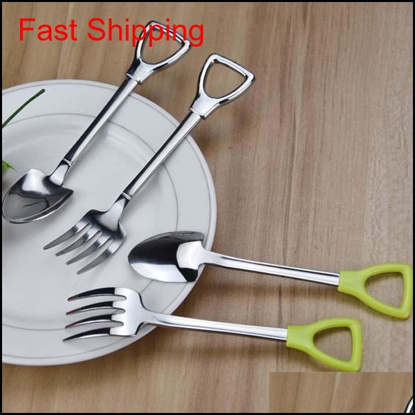 

stainless steel spoon fork shovel shape cake coffee ice cream soup spoon long handle honey teaspoons for children jxycz hwbg7
