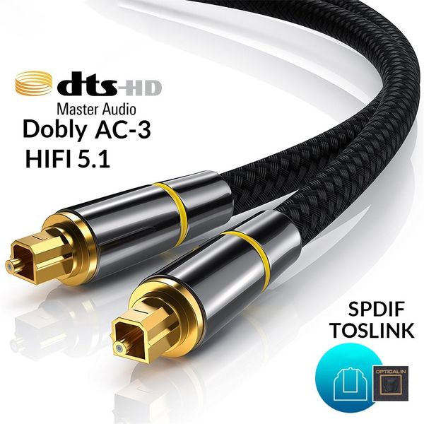 HIFI 5.1 Цифровой оптический аудио кабель NYLON SPDIF Выход 1M Усилитель оптического волокна оплетка TOSLINK кабель