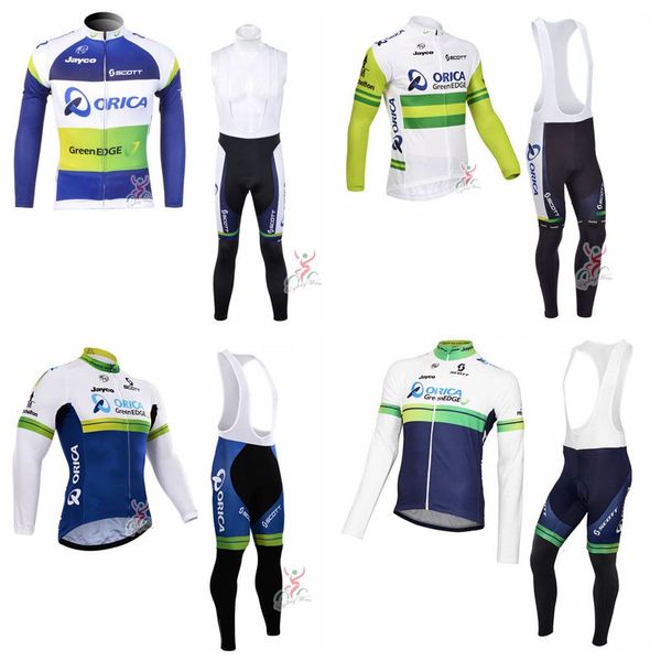 ORICA EDGEGREEN equipe feita sob medida Ciclismo mangas compridas jersey bib calças set Hot Vender MTB Bicicleta Roupas esportes ao ar livre Ciclismo conjuntos Y21031620