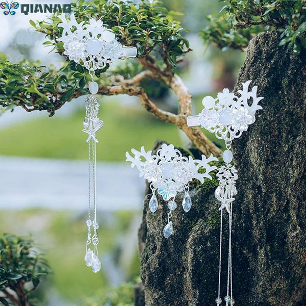 

hair accessories qianao chinese traditional classical style tassel carved flower pendant clip jewelry headwear