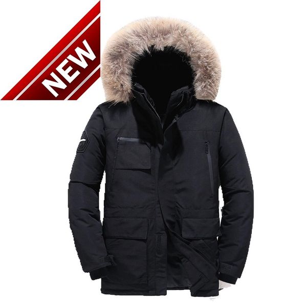 

men's down new jacket grote bontkraag outdoor casual warme coat, Black