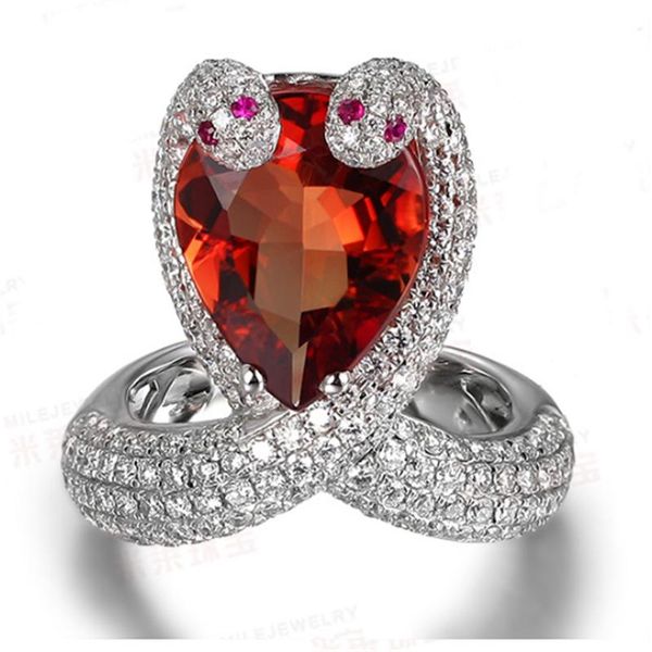 

wedding rings silver color ring classic exquisite luxury temperament female models fashion snake inlaid crystal zircon hand jewelry, Slivery;golden