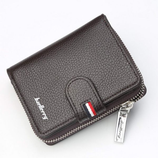 

new mens wallet with buckle short fashion multi-card large-capacity wallet purse carteira masculina, Red;black