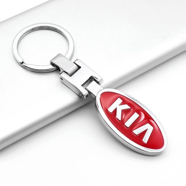 

keychains 3d metal emblem badge car keychain ring for kia ceed rio 3 4 sportage cerato picanto soul sorento k3 k5 k9 stonic stinger optima, Silver