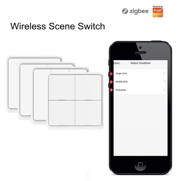 

smart home control wireless walling led light switch zigbee tuya app remote lamp compatible with google alexa
