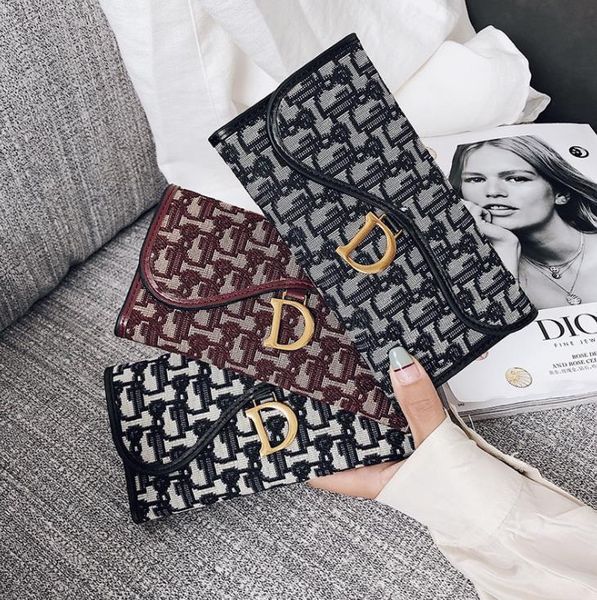

luxury handbags and storage designer lady's purse 2021 autumn winter korean folding long large capacity wallet bag