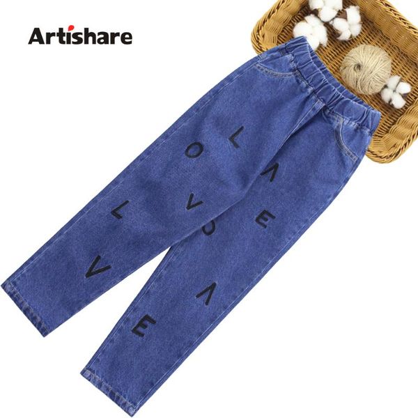 

jeans for girl letter girl's spring autumn trousers children casual style children's clothing 6 8 10 12 14, Blue