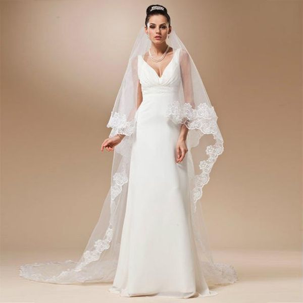 

bridal veils wedding veil lace cathedral accessories about 3 m long voile mariage cotton s simple vail bride comb, Black