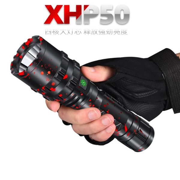 

flashlights torches xhp50.2 led light 5modes 3000 lumens usb rechargeable tactical flashligh 26650/18650 portable long distance