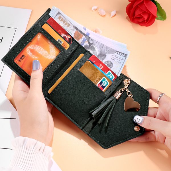 

mini tassel wallet women fashion purse female short mini wallets korean students lovely purse female small wallet for women, Red;black