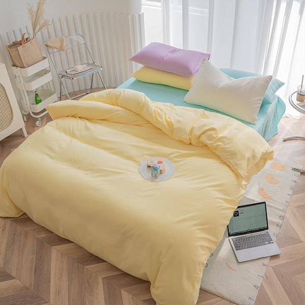 

solid color bedding sets yellow quilt cover pillowcase bed flat sheets modern duvet cover sets twin full single girls bedclothes