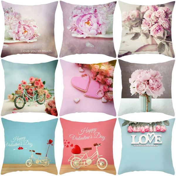 

cushion/decorative pillow love heart cushion cover cotton peach skin red printed case home sofa bed romantic decor valentine's day