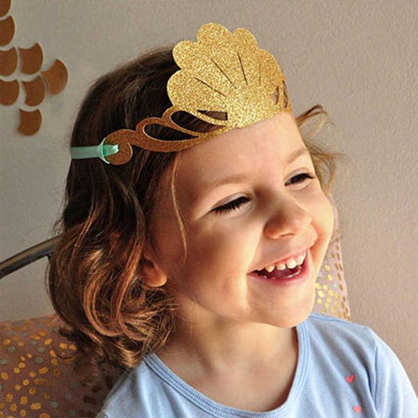 

6pcs/set mermaid theme weeding for kids happy birthday decoration baby shower shell crown paper party hats