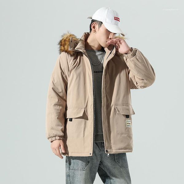 

men's down & parkas winter hooded cotton padded jacket korean work clothes warm short padded1, Black