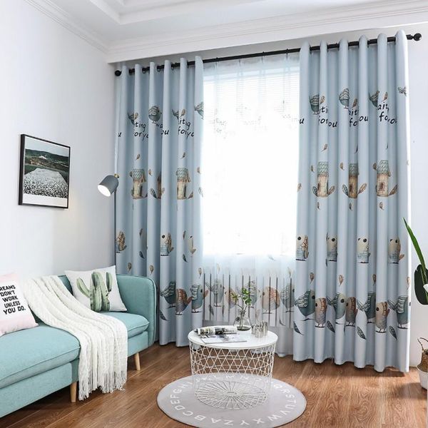

lovebird printed blackout curtain beige 100*250cm width*length perforated 2pcs