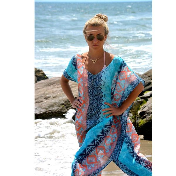 

women's swimwear summer printing beach dress boho women bathing suit cover ups sarong bikini long robe pareo tunic capes kaftan coverup, White;black
