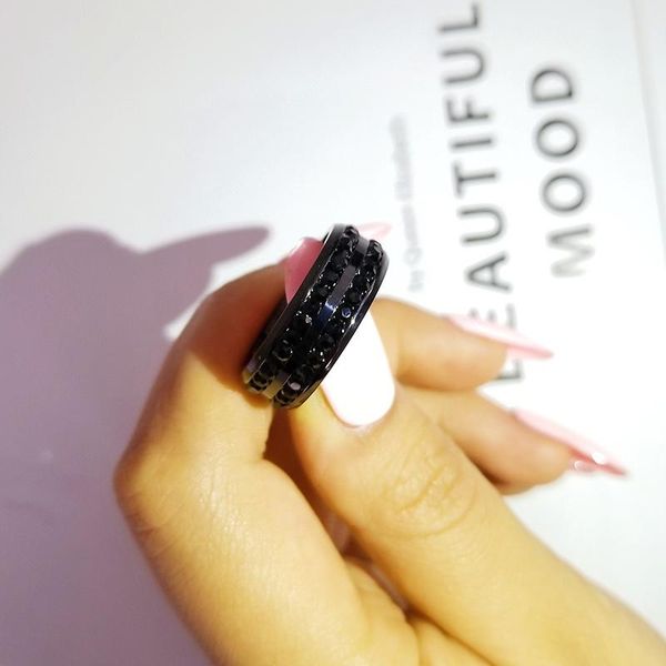 

cluster rings fashion stainless steel titanium black cz zircon men ring band eternity engagement for male finger wholesale jewelry r4657, Golden;silver