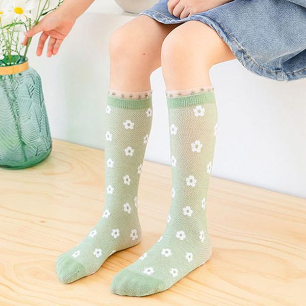 

socks keelorn 1-12y children's spring summer toddler thin cotton mesh breathable calf baby girls, Pink;yellow