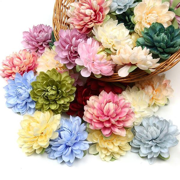 

decorative flowers & wreaths artificial dahlia silk flower handmade wreath diy gift box scrapbooking craft fake faux for wedding decoration