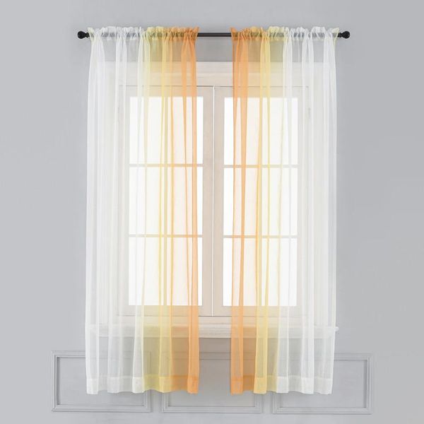 

curtain & drapes [custom] gyv1177-1 sheer voile tulle pc left&right gradient rod living room kitchen bedroom home decorative window