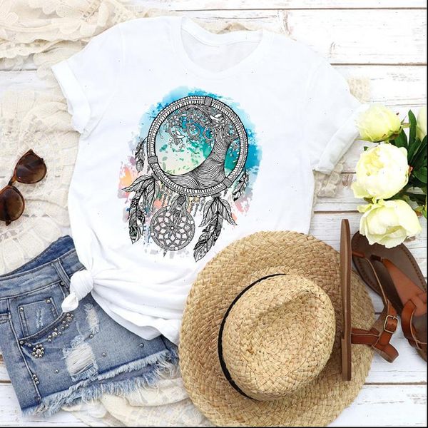 

women graphic vintage feather watercolor 90s style casual fashion tees print t shirt clothing female shirt womens t shirt, White