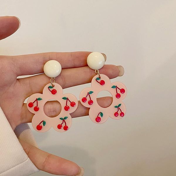 

stud exaggerated flower earrings fashion cherry vintage earclip for women without earholes, Golden;silver
