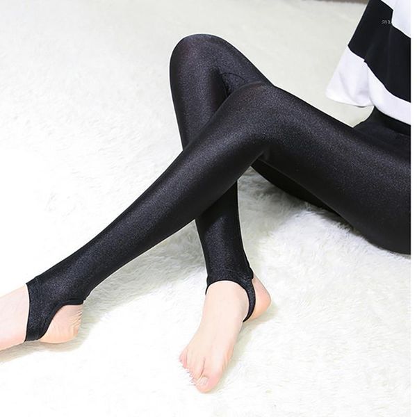 

women's leggings yming plus size women shiny legging shaping pants large gloss workout elastic bodycon clothes, Black