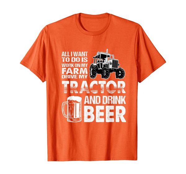 

work on my farm and drink my tractor t shirt gift for farmer t-shirt, White;black