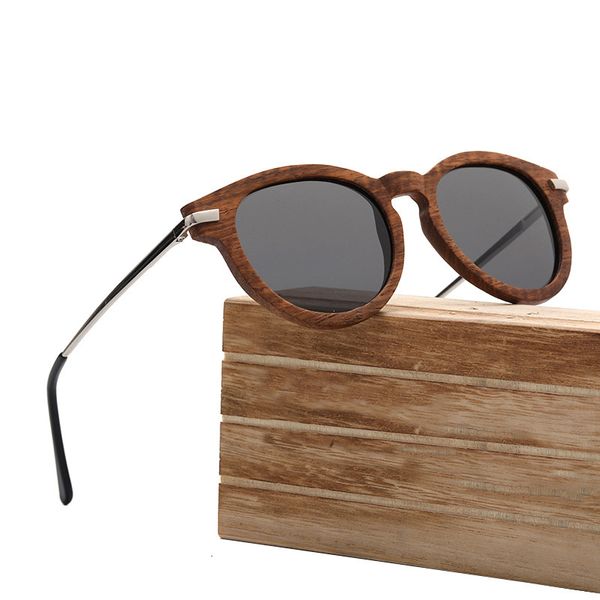 

2021 new rosewood sunglasses men women polarized round shades travel wood sun glasses vintage metal leg eyeglasses brand design lna5, White;black