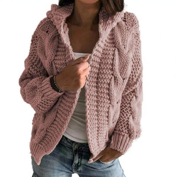 

women's knits & tees women cardigan european and american women's autumn winter solid color thick line twist knit short sweater jac, White