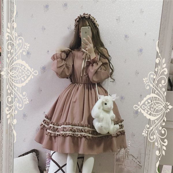 

casual dresses victorian medieval gothic lolita women vintage long sleeve retro temperament tea party sweet ixv7, Black;gray