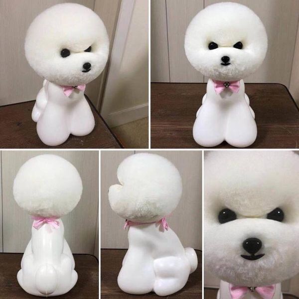 

dog apparel pet grooming tool groomer trimming practice model teady bear head wig white brown grey chanpaign