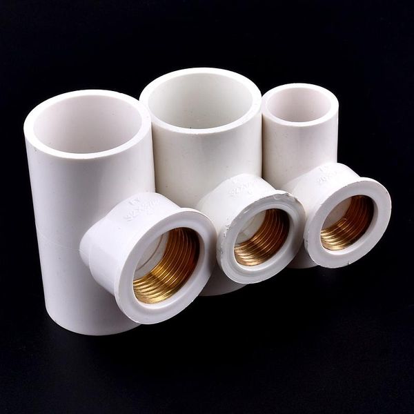 

1-3pcs 20~32mm to 1/2~1 inch white pvc pipe connector copper female thread tee garden irrigation water water supply tube joints
