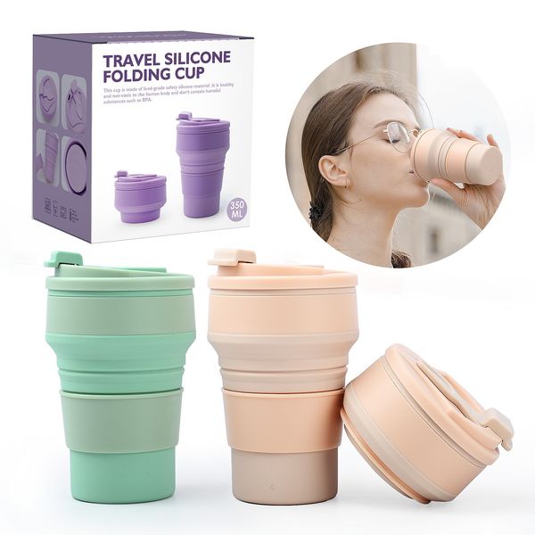 

350ml silicone pp folding cup mug with outdoor cover coffee stroke portable water drinking multi-function tea cups product details: