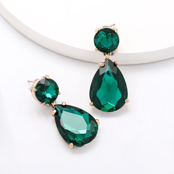 

women's 5 colors matching big rhinestone lovely drop crystal earrings party jewelry temperament accessories, Silver