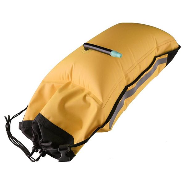 

life vest & buoy yellow inflatable floating safety bag self-rescue kayak canoe paddle airbag with quick release buckle