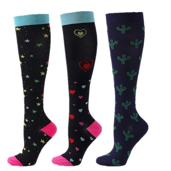 

men's socks 58 styles compression fit for nurses varicose veins outdoor sport running men women knee stockings, Black