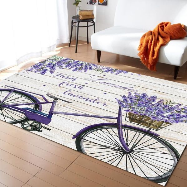 

carpets pastoral style lavender bicycle for bedroom home decor kawaii rugs and living room outdoor rug