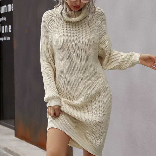 

casual dresses hirigin spring autumn women long sleeve turtleneck knitted dress fashion ladies streetwear club home vestido, Black;gray