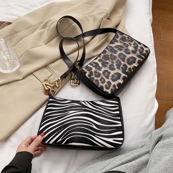 

fashion simply crossbody bags zebra printed pu leather shoulder messenger bag lady chain travel small handbags women 2021 trend