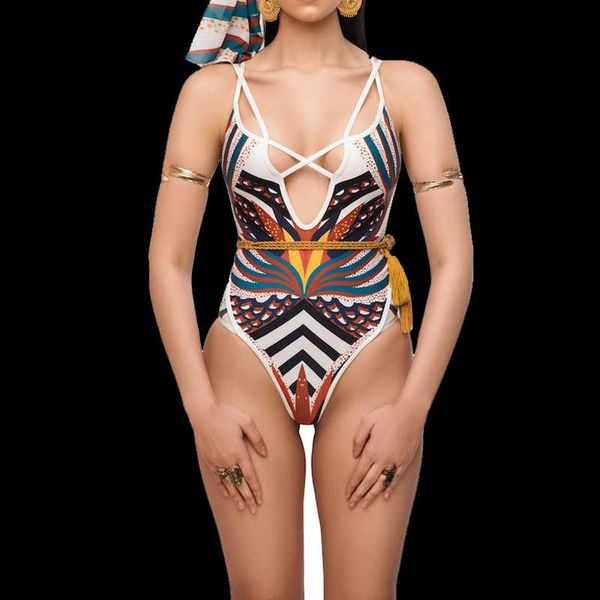 

one-piece suits 2021 totem printed triangle swimsuit set plate for women