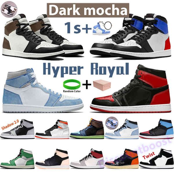 

2023 igh 1 1s hyper royal university blue men basketball shoes bred chicago lucky green twist dark mocha patent black white gold mens sneake